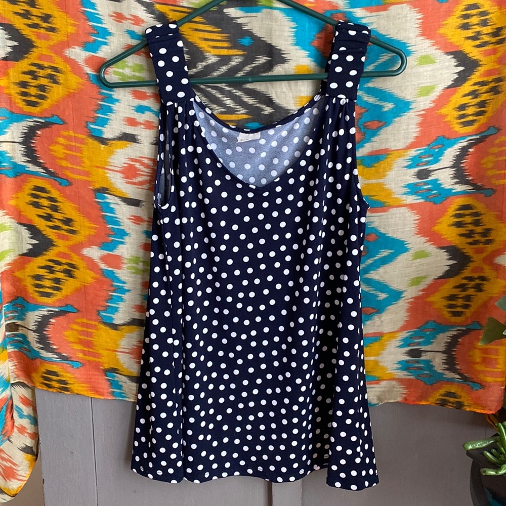 Kaileigh Navy Polka Dot Tank Top - Size M